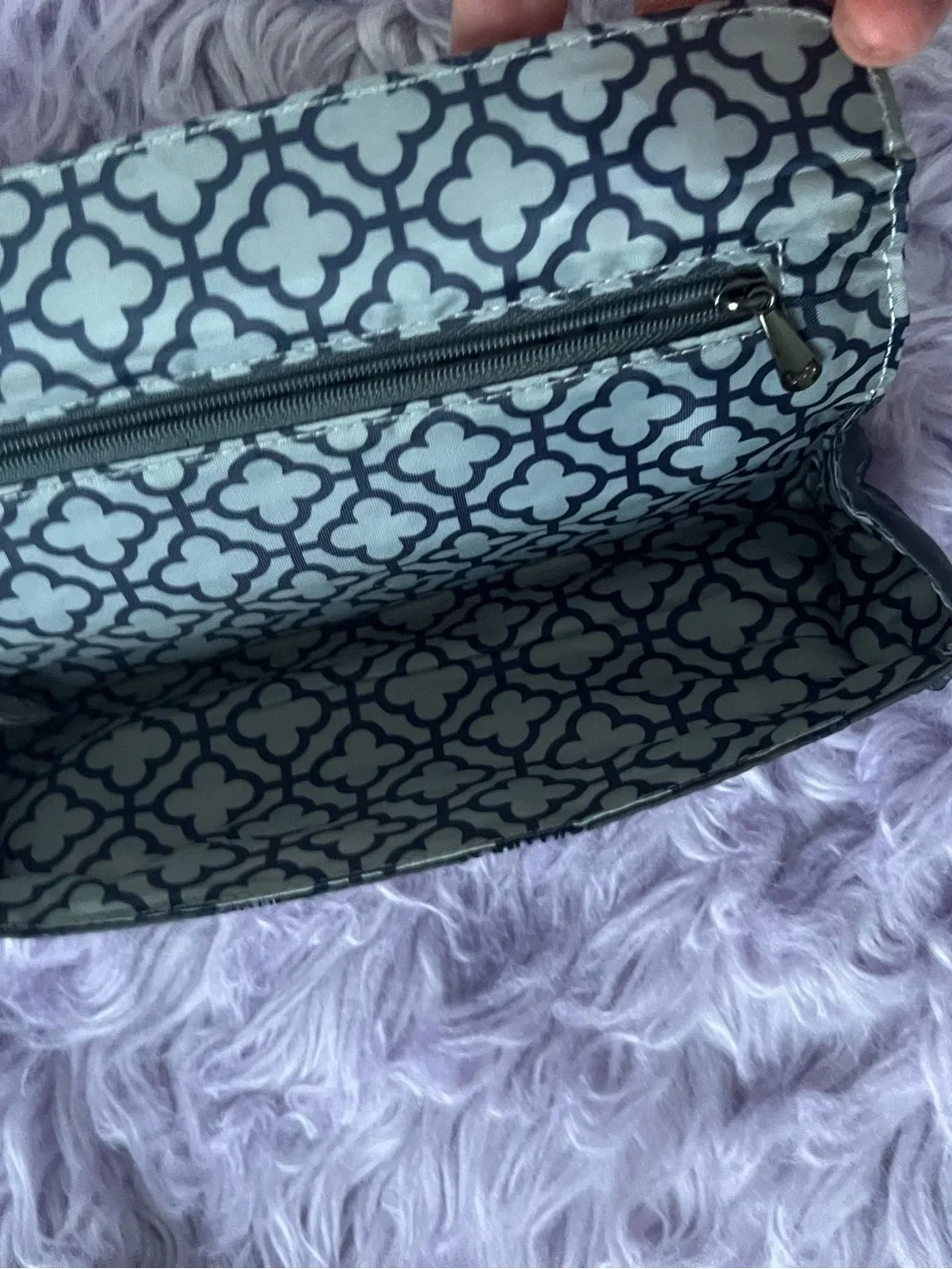 lug Black Phone Case Pouch with Iridescent Purple & Teal Butterflies